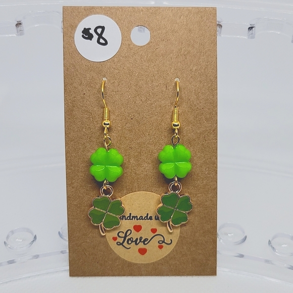 Hand Crafted Jewelry - Hand Crafted Earrings St Patrick's Day Pierced Shamrocks